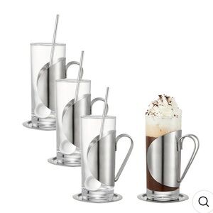 Dorre Irish Stainless Steel and Glass Coffee Mugs Set 12 pieces